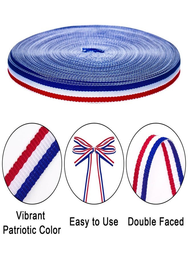 KINGLAKE Red White and Blue Patriotic Ribbon 3/8 Inch x 55 Yards Grosgrain Ribbon American Flag Striped Ribbon for Fourth of July Gift Wrapping Memorial Day Independence Day Wreath Bows DIY Crafts - Image 5